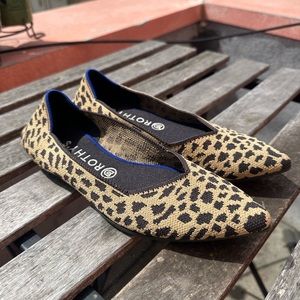 ROTHYS The Point Leopard Print Pointed Toe Ballet Flat Shoes Size W9.5